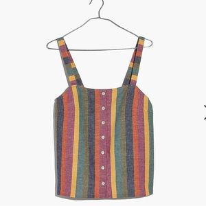 Madewell Rainbow Stripe Button-Front Tank Top